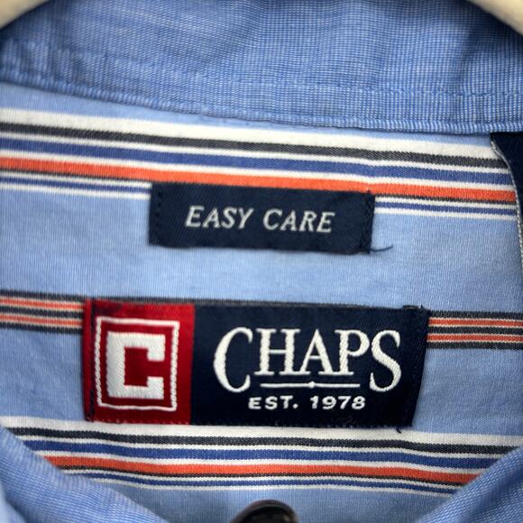 Chaps Mens Size M Blue Striped Button Down Shirt Long Sleeve American Classic - Picture 8 of 13